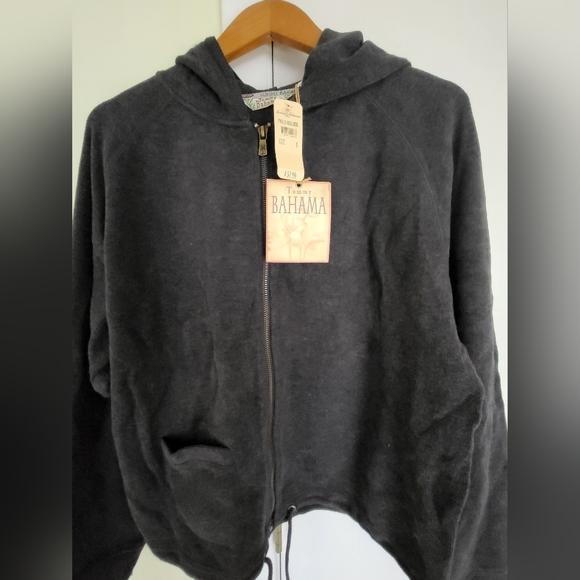 NWT Tommy Bahama "Full Kiss Hoodie" Charcoal Full Zip Jacket Sz L - Picture 1 of 4